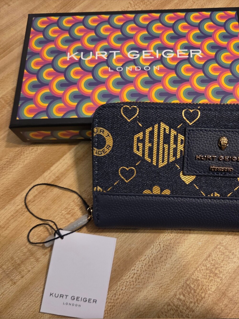 Kurt Geiger NWT RARE Denim Long Zip Wallet